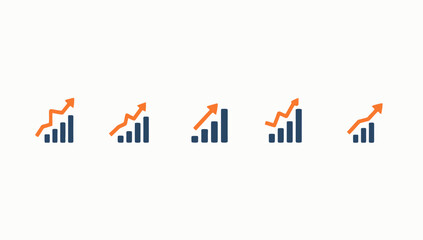 Obraz premium Business graphs and charts icons, Growing graph set. Business chart with arrow. Growths chart collection. Profit growing symbol. Progress bar, silhouette icon for growth, business, finance, analytics 