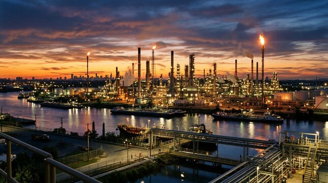 Petrochemical industry with Twilight sky