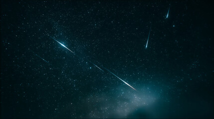 七夕や夜のイベント広告に使いやすい星屑が輝く夜空と尾を引く流れ星のドラマチックなイメージ画像