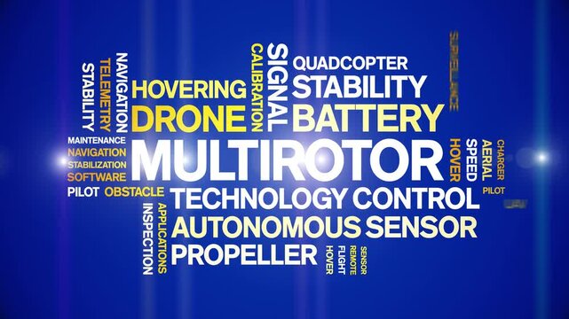 Multirotor animated word cloud-text design animation tag kinetic typography seamless loop.