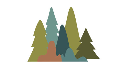 Vector illustration of a stylized forest icon with trees on a white background, symbolizing the International Day of Forests and global environmental events.