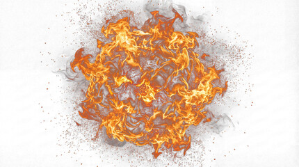 intense fireball explosion with fiery debris and smoke, dramatic 3d render depicting raw power and destructive energy on a black canvas