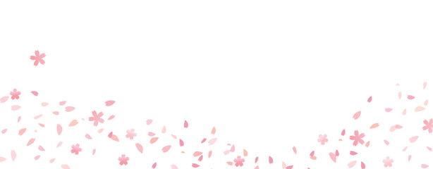 Sakura petals falling down. Romantic pink flowers gradient. Falling petals on white background. Love, romance concept. Artistic vector illustration. © mari