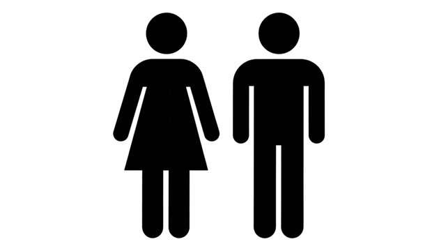 A minimalist vector graphic of a man and woman standing side by side on transparent background
