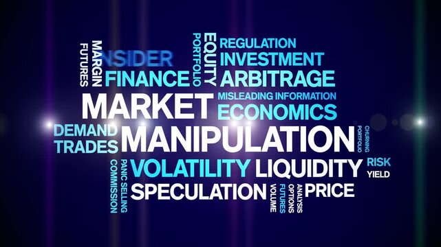 Market Manipulation animated word cloud-text design animation tag kinetic typography seamless loop.