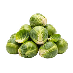 Fototapeta premium Pile of fresh Brussels sprouts on white background