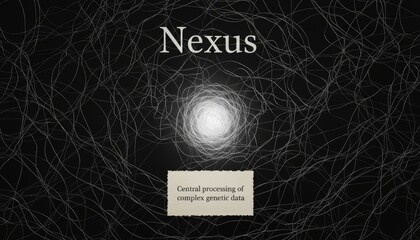 Nexus Concept Of Central Processing Complex Genetic Data With Glowing Orb And Tangled Lines
