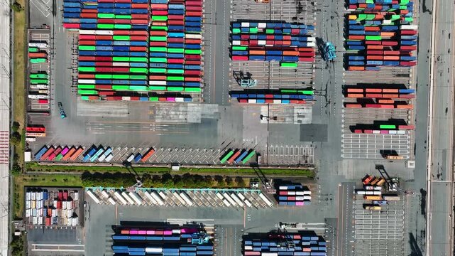 Aerial view of container yard