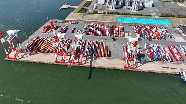 Aerial view of container yard