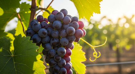 Fototapeta premium Grapes on Vine in Vineyard Orchard Ready for Harvest