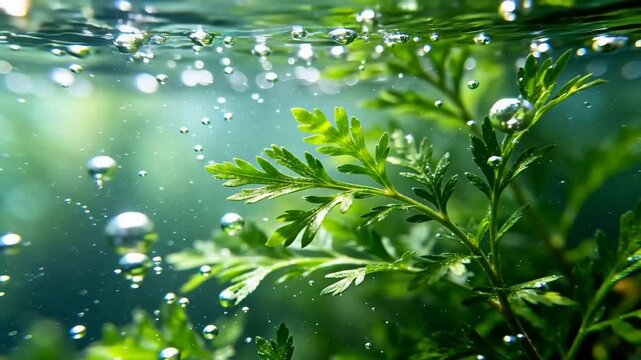 Underwater plant with bubbles