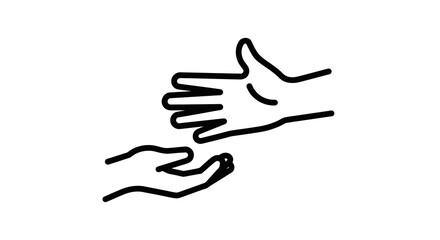 Obraz premium Helping Hands Vector Illustration Symbolizing Support, Charity, and Caregiving - Clean Line Art Graphic for Assistance Concepts