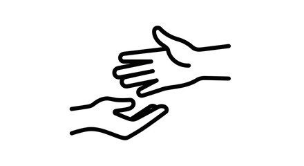 Obraz premium Helping Hands Vector Illustration, Minimalist Line Art Graphic, Symbolizing Support, Care, and Connection for Charity and Social Causes