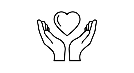 Obraz premium Hands Holding Heart Icon Vector Illustration, Symbol of Love and Care, Graphic Design Element for Health and Charity Concepts