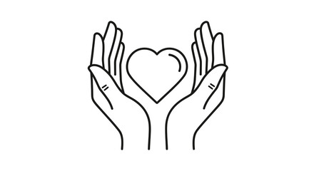 Obraz premium Hands Holding Heart Icon Vector Illustration, Symbol of Love and Care, Graphic Design Element for Health and Charity Concepts