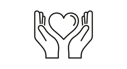 Obraz premium Hands Holding Heart Icon Vector Illustration, Symbol of Love and Care, Minimalist Graphic Design for Health and Charity Concepts