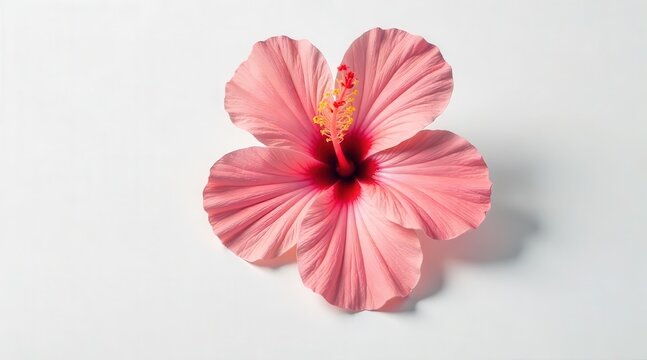 Delicate Coral Bloom Unfolding Gracefully Against a Clean Minimalist Backdrop, Evoking Serenity and Natural Beauty