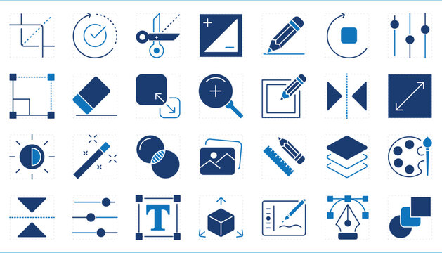 A set of icons related to Editing. Design and edit tools and interfaces.