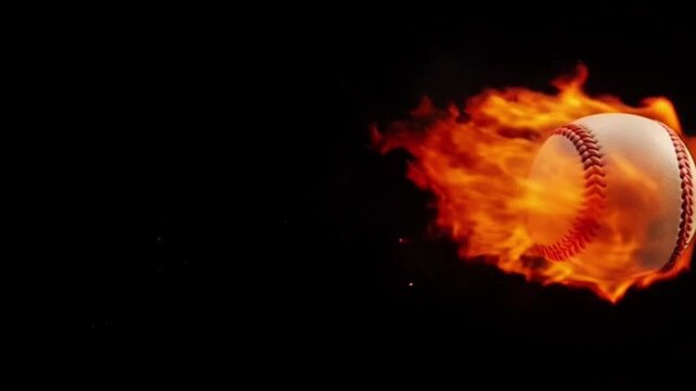Flaming Baseball Flying Through the Air.