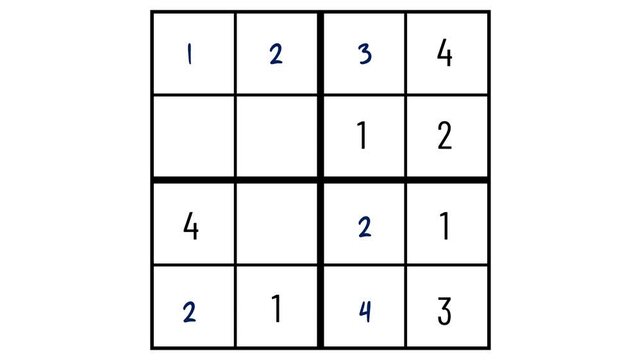 Sudoku puzzle four by four easy level 
