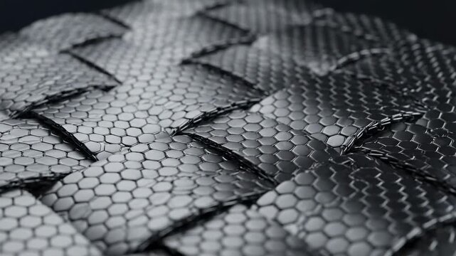 Close-up of carbon fiber texture with hexagonal pattern.