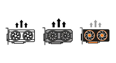 Obraz premium Industrial cooling fans in three compact configurations for equipment ventilation.