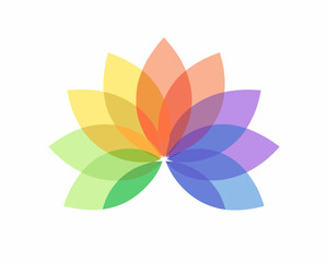 Fototapeta premium Abstract lotus flower composed of vibrant overlapping translucent petals