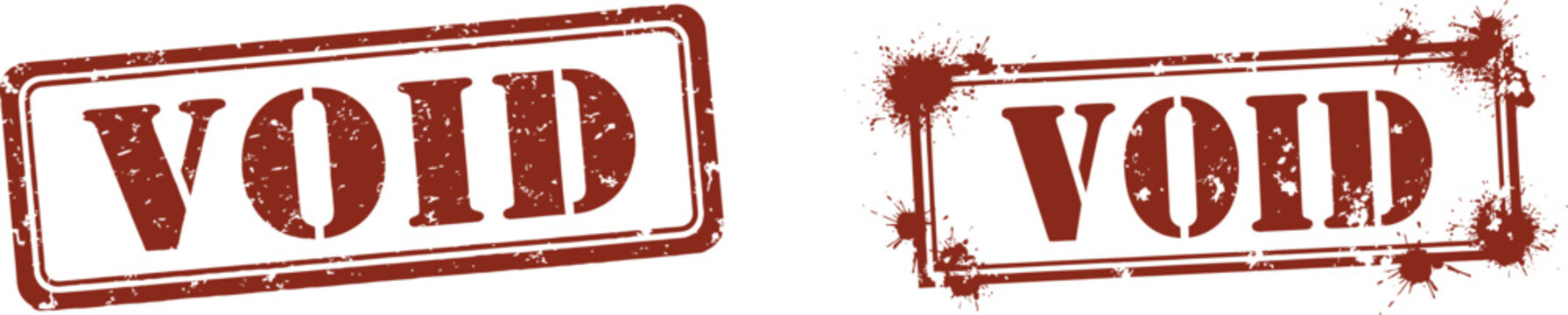 Two red void stamps on isolated for cancellation