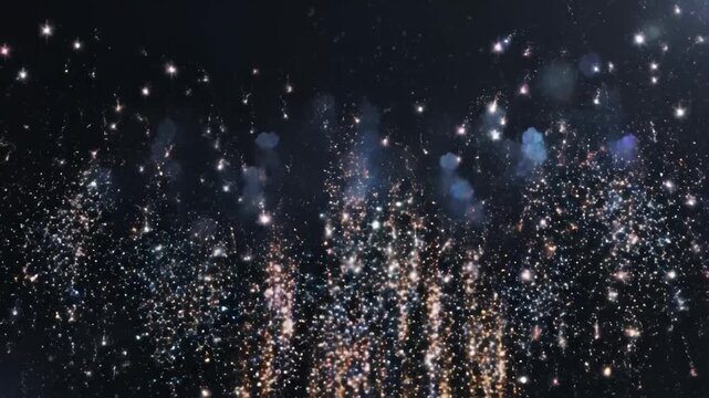 Festive fireworks explode with illuminating the night sky with dazzling light shows.