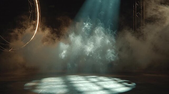 Dramatic Stage with Spotlight and Smoky Atmosphere