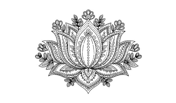 Traditional Nakshi Kantha lotus embroidery motif vector