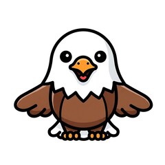Obraz premium Cartoon Bald Eagle Illustration with White Background.