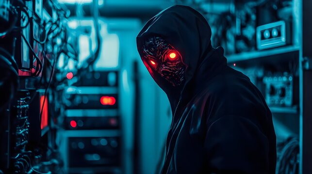 Anonymous Hacker in Cyberpunk Setting