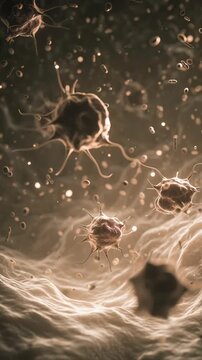Observing microscopic particles and cells in a cinematic dark scene