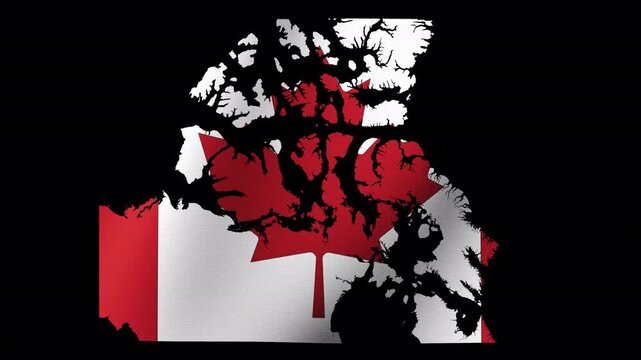 Canadas flag in an outlined map on a black background perfect for canadianthemed designs or patriotic concepts in graphic design projects.