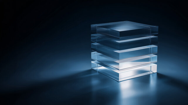 Futuristic transparent layered architecture symbolizing data structure