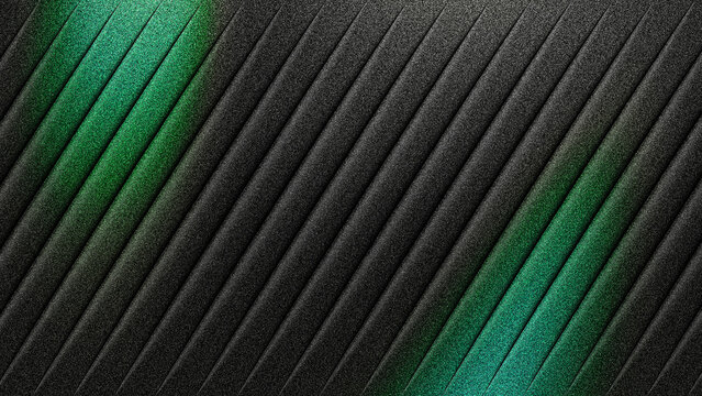 Diagonal textured stripes dark gray with emerald green gradient abstract background