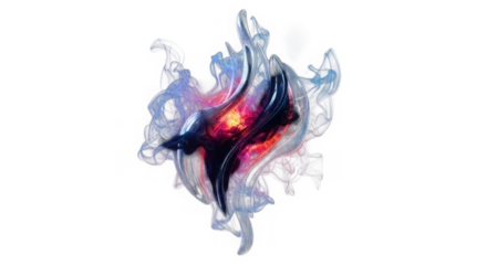 Plexiglas schilderij Abstracte kunst A vibrant abstract art piece featuring a glowing red and blue flame on a black background with transparent elements  © Sharmin