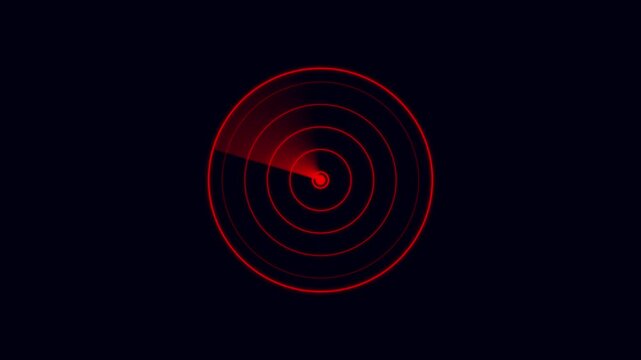 Radar screen Signal transmitted sonar radar. Radar screen animation on blue background.  Radar screen display with sector sweep and concentric circles.