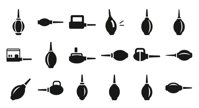 Black kettlebell icons, fitness symbols, workout graphics, gym vector set