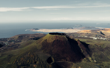 Volcan De La Corona View From Drone in Lanzarote Islands © ANITEK MEDIA 