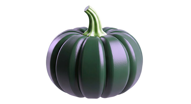Dark Green Acorn Squash with Ribbed Texture and Stem