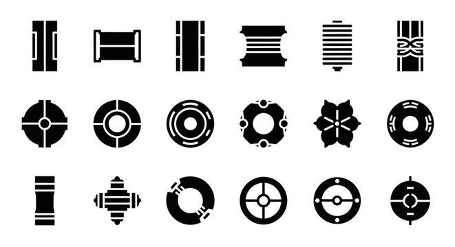 A comprehensive collection of diverse abstract geometric vector icons, featuring a variety of modern shapes, intricate patterns, and conceptual designs suitable for contemporary digital projects