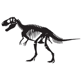 Fototapeta premium Majestic prehistoric predator skeletal remains, a detailed silhouette of a formidable dinosaur fossil, illustrating ancient life and natural history