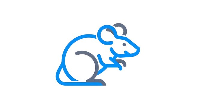 Minimalist Blue and Gray Mouse Logo Design on White Background