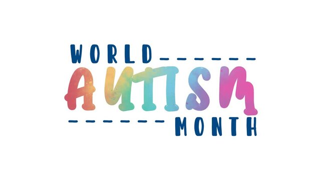 World autism month text animation with colorful, suitable for social media posts, banners, posters, and awareness campaigns.