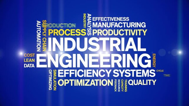 industrial engineering animated word cloud-text design animation tag kinetic typography seamless loop.