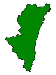 Fototapeta premium 宮崎県の地図（縁取りグリーン）