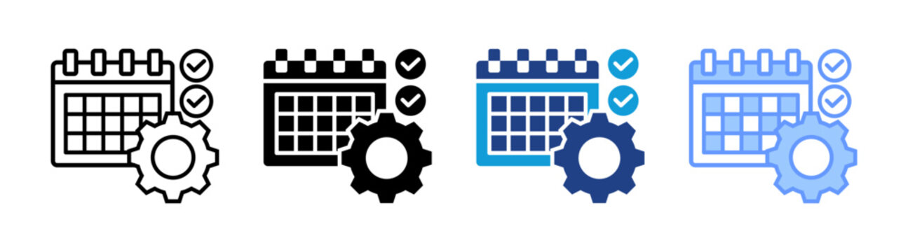 Schedule icon set multiple style collection