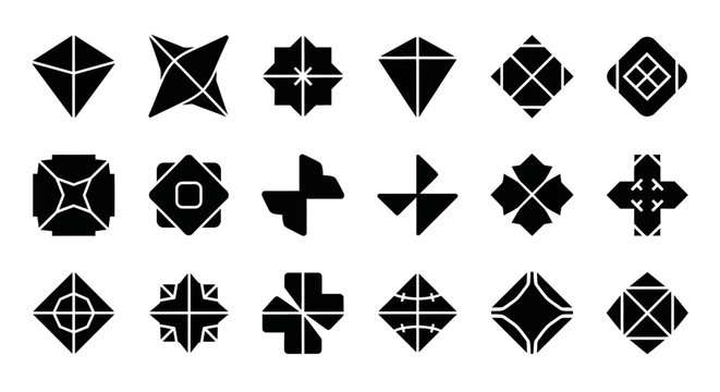 Geometric abstract shapes and symbols set, a collection of modern and minimalist design elements for diverse applications